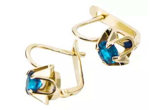 Серьги Аквамарин 14-кв Желтое золото Винтаж vec018y